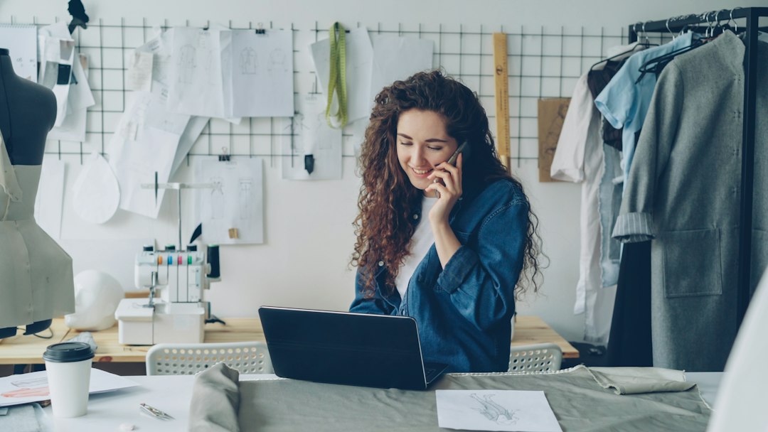 Small business owner working in her studio